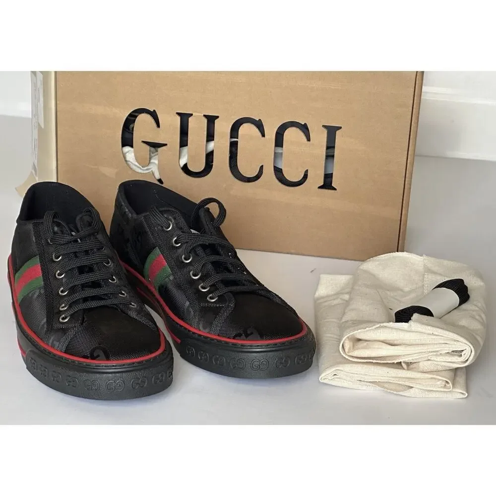 Gucci Men GG Logo Sneakers Black 13.5 US (13 Gucci) 628709 IT NIB $850